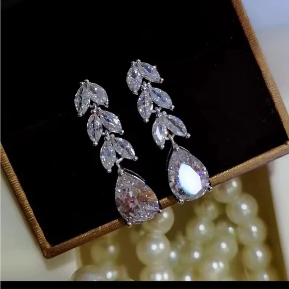 Dazzling Silver Teardrop Earrings - Picture 2 of 6